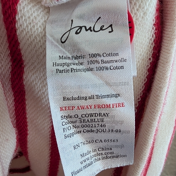 Joules Red & White Spirited Pullover Sweatshirt - Picture 6 of 7